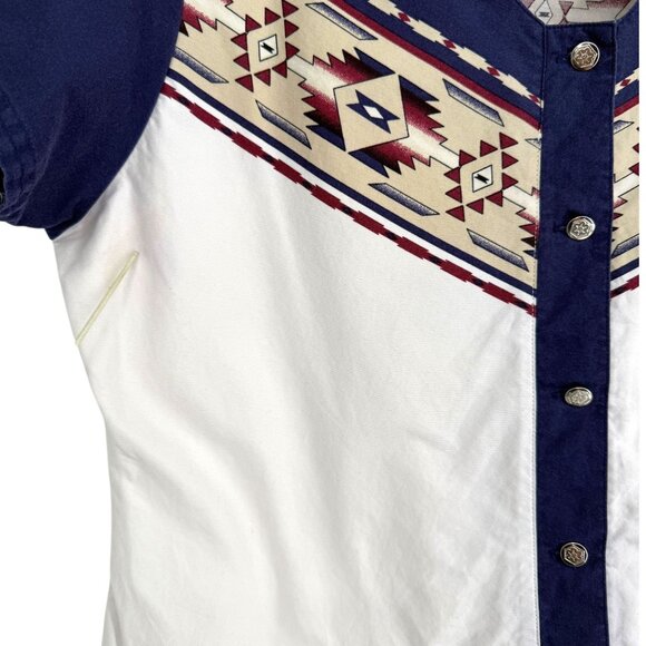 Vintage Cumberland Outfitters Womens M Aztec Western Show Shirt Short Sleeve - Picture 7 of 16